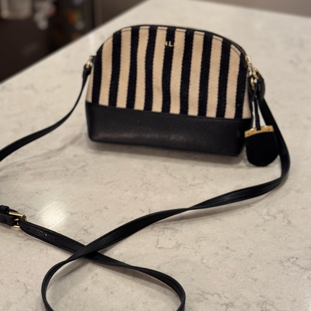 Ralph Lauren cream and navy shoulder bag with adjustable leather strap - Picture 4 of 16